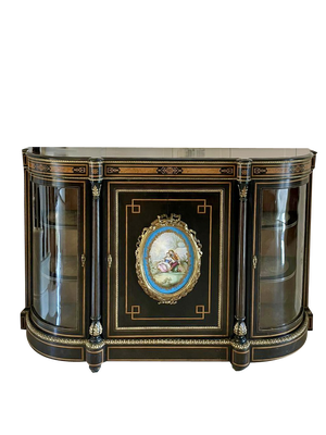 Antique French Ebonized and Amboyna Credenza, 1850