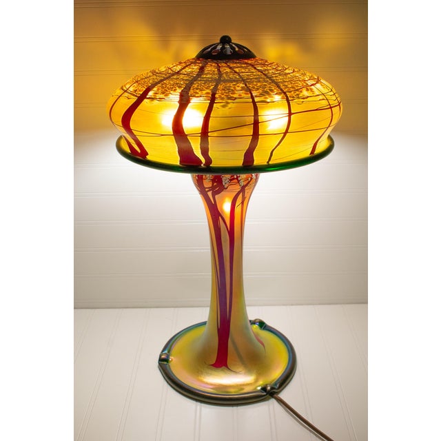 Large Gold "Cherry Blossom" Table Lamp by Carl Radke Signed, Dated For Sale - Image 4 of 12
