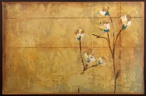 1990s Starlie Sokol Hohne "Orange Blooms" Original Mixed Media Artwork