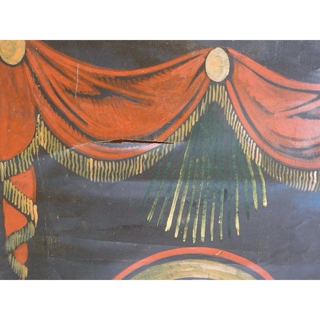 Mid 20th Century Vintage Distressed St. Luke Winged Ox Bull Quadrefoil Painting For Sale - Image 5 of 6