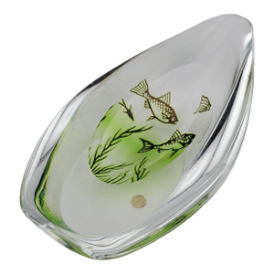 Rare Edward Hald Orrefors Graal Ashtray/ Vase Swedish ArtDeco FishDesign (1950s)