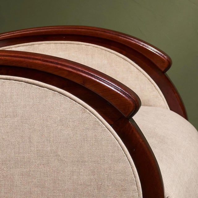Wood Art Deco Lounge Chair in Ivory Upholstery and Mahogany, France For Sale - Image 7 of 9