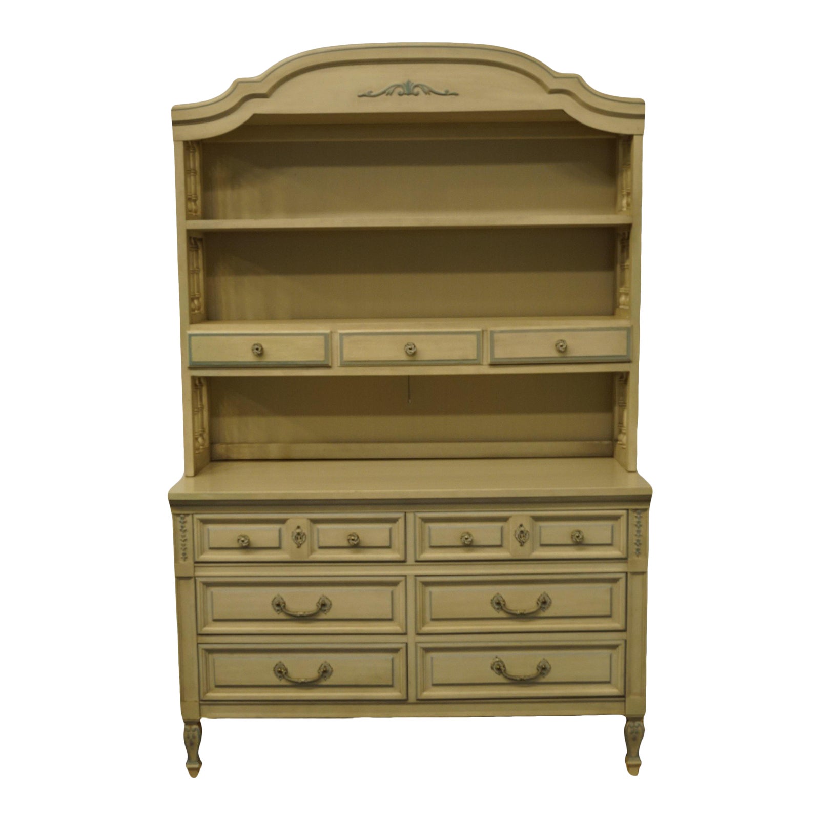 French Provincial Dixie Furniture Cream Painted Double Dresser with