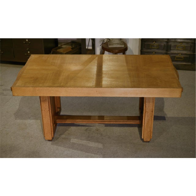 Vintage Art Deco Oak Table by Léon and Maurice Jallot, 1940s For Sale - Image 11 of 15