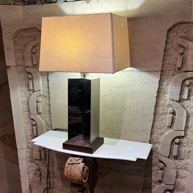 Mid-Century Modern Mid-Century Geometric Modern Chrome Table Lamp Style of Paul Evans For Sale - Image 3 of 14