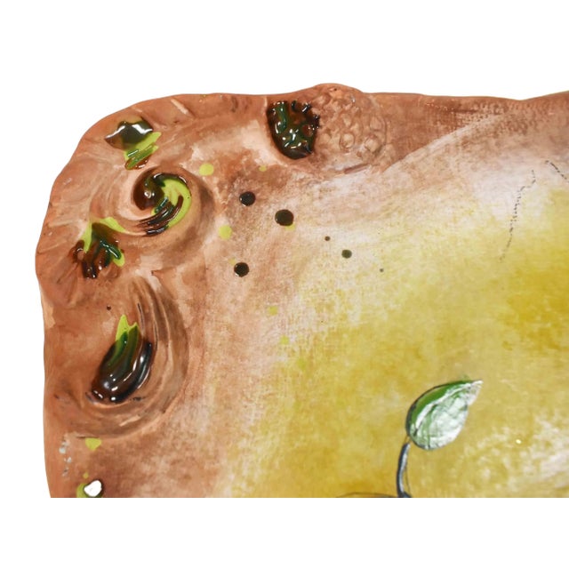 Late 20th Century Late 20th Century Large Hand Painted Terracotta Wall Plaque Hanging Art Décor For Sale - Image 5 of 8