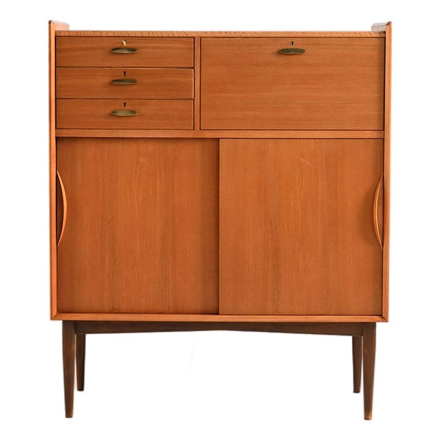 Danish Cabinet with Brass Handles, 1950s For Sale