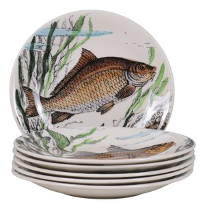 Vintage French Sologne Fish Dinner Plates from Gien, France, 1970s, Set of 6