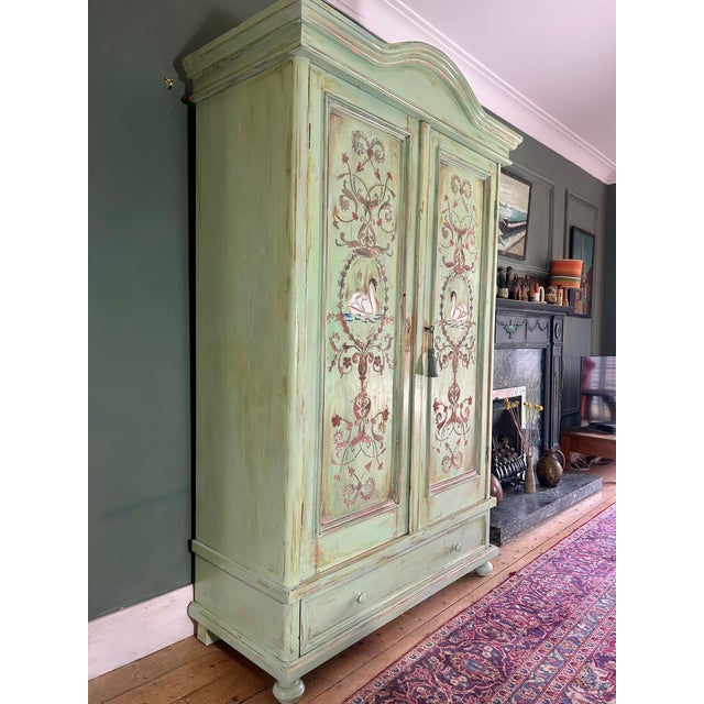 Antique Painted Wardrobe with Versailles Style Panels, 1890s For Sale - Image 4 of 14
