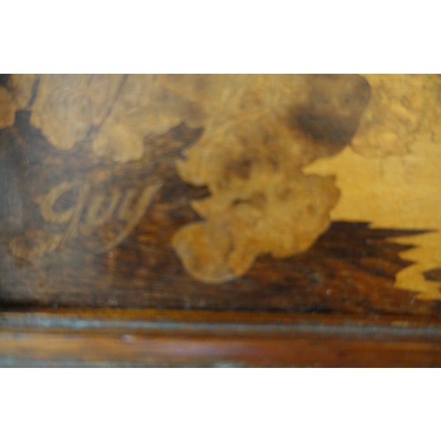 Magnificent marquetry painting by a renowned Alsatian marquetry artist depicts a castle in a landscape condition perfect...