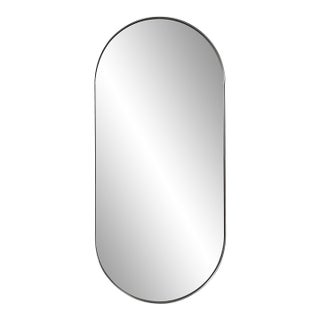 Steele Capsule Mirror in Brushed Silver For Sale