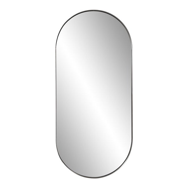Steele Capsule Mirror in Brushed Silver For Sale