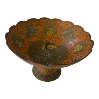 Painted Indian Enamel Brass Bowl For Sale