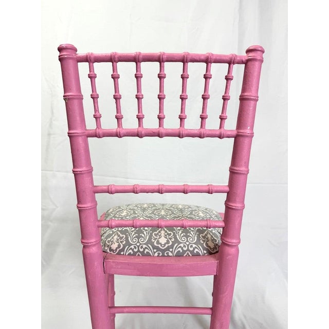 Pink Faux Bamboo Pink Desk or Vanity Chair For Sale - Image 8 of 12
