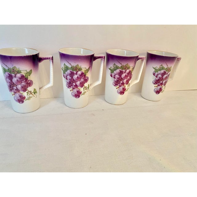 Antique Dresden China Grape Motif Mugs - Set of 4 (C. 1890- 1915). For Sale - Image 12 of 12