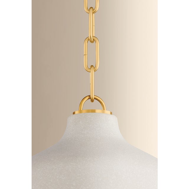 Hudson Valley Lighting Hudson Valley Lighting Southfields 10.25 in. 1 Light Pendant in Aged Brass and Ceramic Cream Pebble Finish For Sale - Image 4 of 8