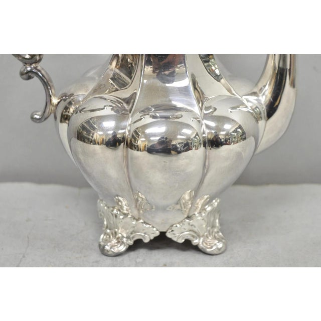 Vintage Victorian Silver Plated Bulbous Footed Tea Pot Tea Kettle For Sale - Image 4 of 13