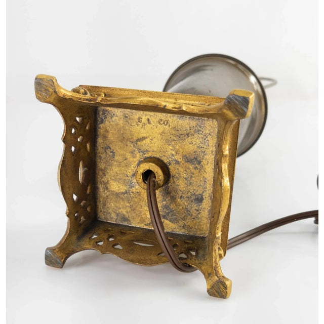 Metal Late 20th Century Decorative Brass and Onyx Gilt Table Boudoir Lamp For Sale - Image 7 of 8
