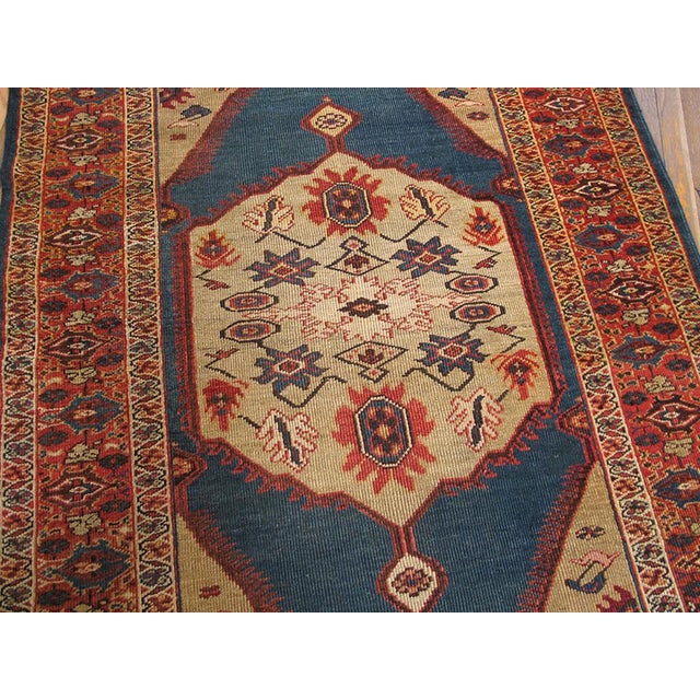 Navy Blue 1880s Blue Navy - Camel Medallion Antique Persian Sultanabad Rug 4'5" X 6'9" Handknotted Wool Carpet For Sale - Image 8 of 18
