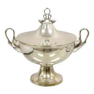 Vintage Loving Swans Victorian Style Silver Plated Covered Lidded Soup Tureen