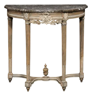 19th Century Neoclassical French Demi-Lune Console Table With Marble Top