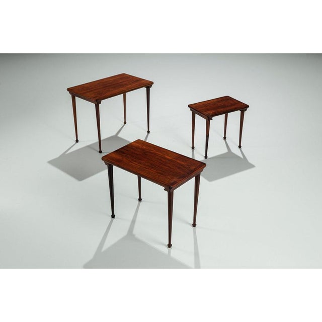 1960s Danish Nesting Tables in Rosewood, 1960, Set of 3 For Sale - Image 5 of 15
