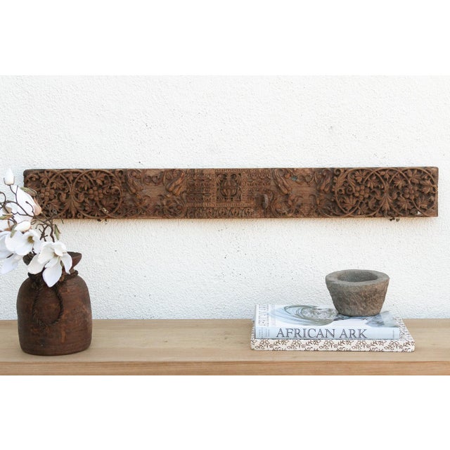 Brown Antique India Floral Scrolls Lintels Frieze For Sale - Image 8 of 8