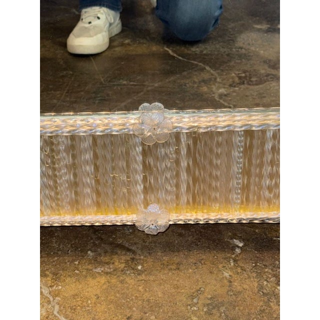 Modern Murano Twist Glass Rod Mirror in Light Gold For Sale - Image 4 of 6