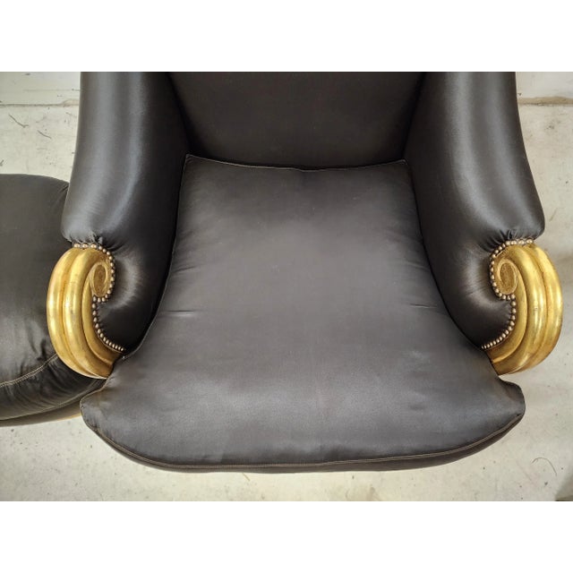 Late 20th Century Club Chair & Ottoman Gilt Finish For Sale - Image 10 of 13