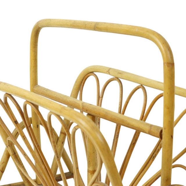 Boho French Rattan Magazine Rack, 1960s For Sale - Image 9 of 17