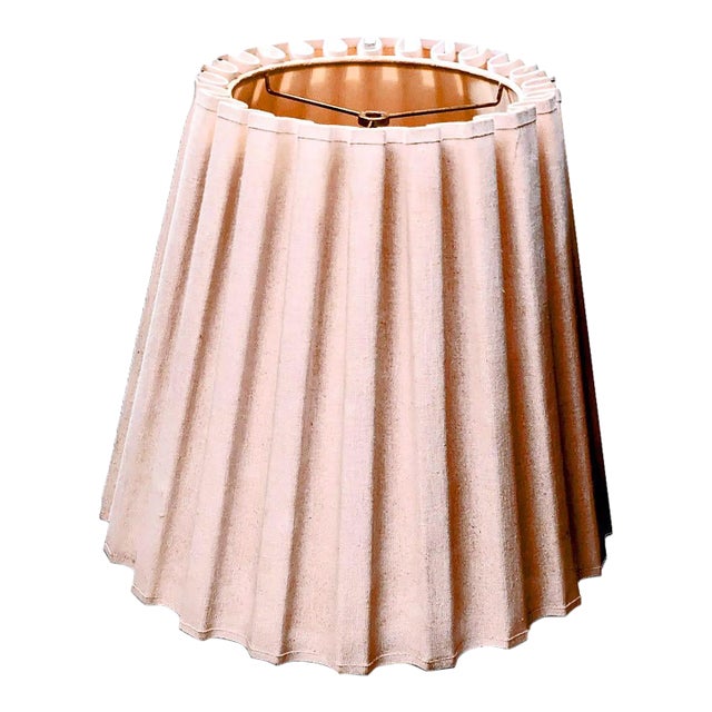 Mid-Century Blush Melon Toned Beige Stiffel "Plisse" Fluted Lamp Shade For Sale