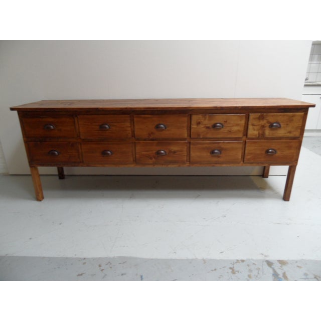 Vintage Shop Display Cabinet in Pine with 10 Drawers, 1930s For Sale - Image 12 of 12