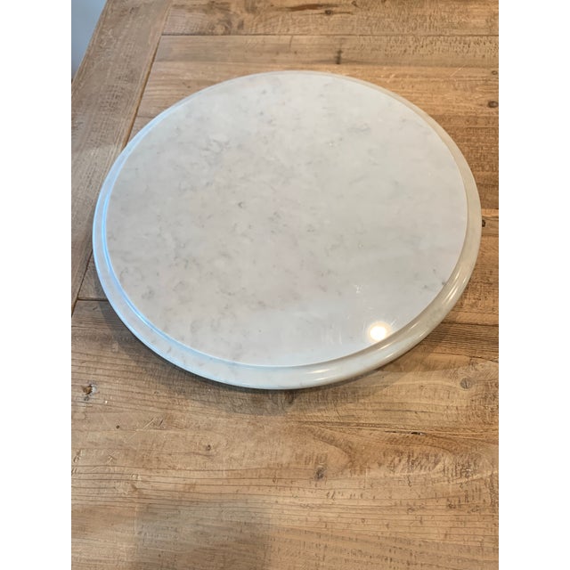 Vintage Italian postmodern Carrera marble Lazy Susan. A well balanced turntable for your kitchen table. This is a solid...