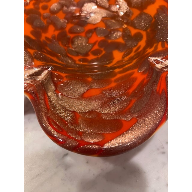 Gorgeous confetti or tutti frutti style large catchall or ashtray. Murano style with lots of gorgeous glittery gold...