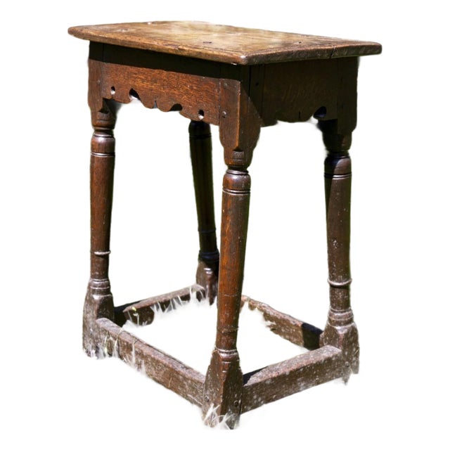 Antique English Rectangular Oak Joint Stool For Sale