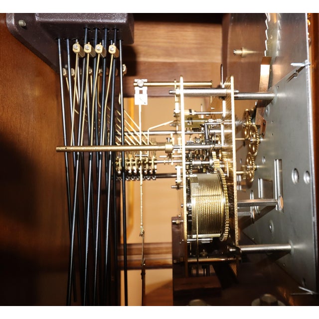 Vintage Howard Miller “Beaumont” Triple-Chime Oak Grandfather Clock, Model 610-259, Circa 1985 For Sale - Image 10 of 17
