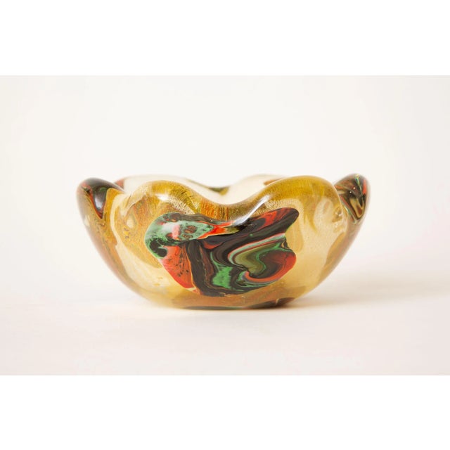 AVeM Italy Vintage Murano Glass Patchwork Bowl by Avem Gold Aventurine, Orange, Red Green 1950's For Sale - Image 4 of 13