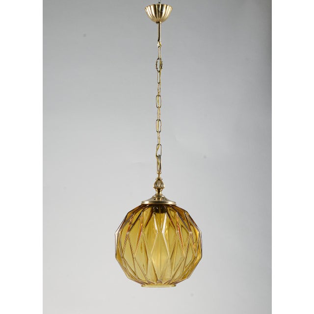 Pendant Light in Facetted Amber Glass by Targetti Stankey, Italy, 1980s For Sale - Image 9 of 10