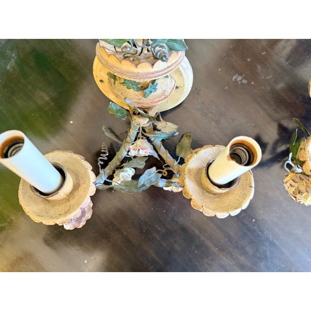 Antique French Floral Tole Wall Sconces - a Pair For Sale - Image 10 of 17