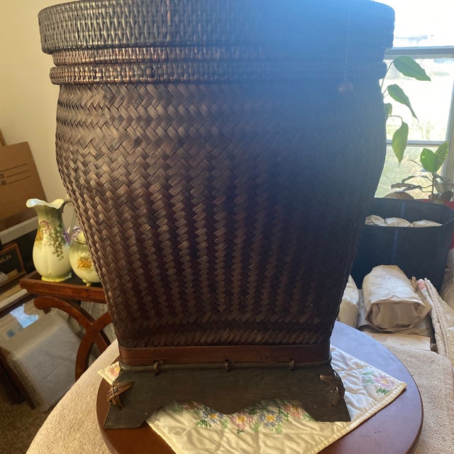 This is a beautiful vintage hand stitched Rattan baser w a beautiful soft finish.