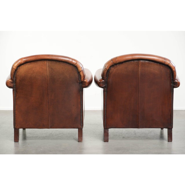 Vintage Sheepskin Armchairs with Decorative Nails, Set of 2 For Sale - Image 3 of 16
