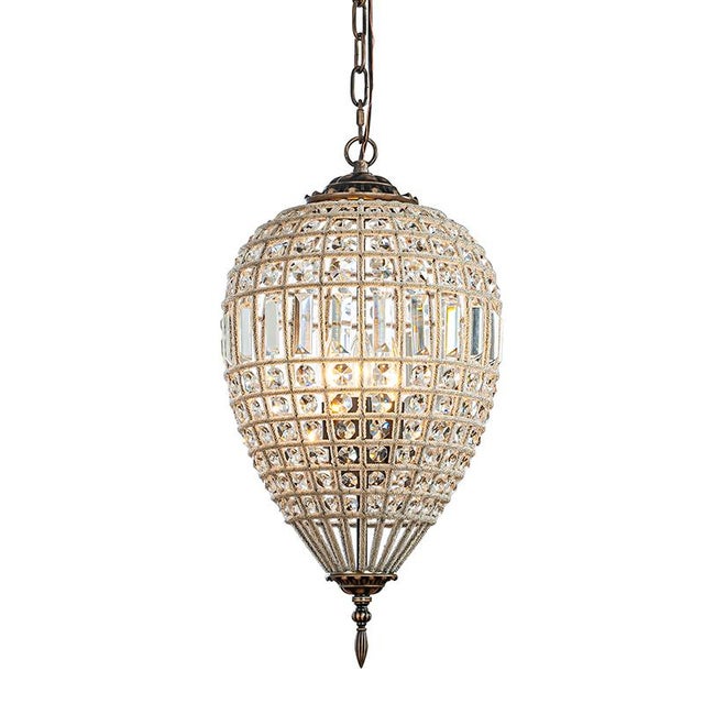 1-Light French Empire Handcrafted Crystal Chandelier Antique Bronze Finish Dimmable Vintage Pendant Light For Sale - Image 10 of 10