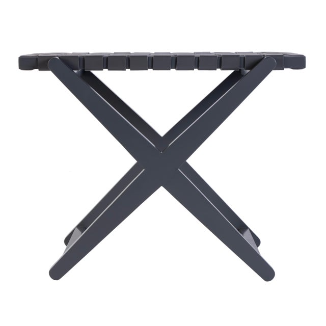 Spritely Home Accent Furniture Cipriani 24 in. W Rectangular Leather & Wood Luggage Rack, Gray For Sale - Image 4 of 7