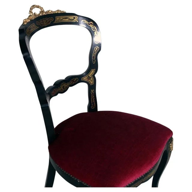 Venetian Country Villa Baroque Boulle Dining Table and Chairs, France, 1880s, Set of 5 For Sale - Image 9 of 12