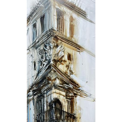 Gold Abraham Pinto, Windows of Trujillo, Oil on Wood, Framed, Set of 2 For Sale - Image 8 of 12