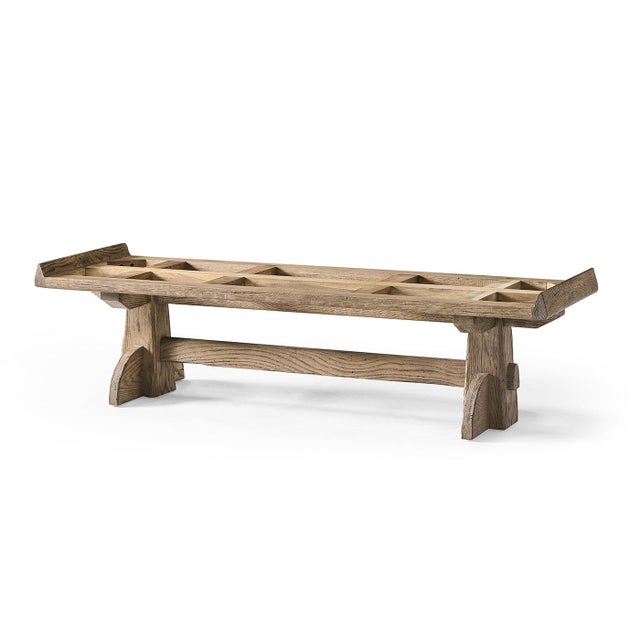 Rustic Rustic Trestle Style Solid Wood Bench For Sale - Image 3 of 5
