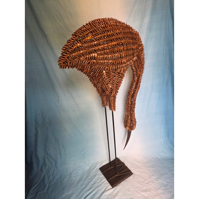 Mid-Century Modern Woven Rattan Crane Sculpture For Sale - Image 4 of 9