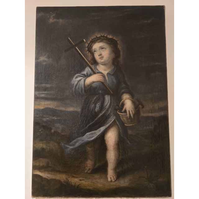 Flemish School Artist, Holy Child Jesus of the Passion, 17th century, Oil Painting on Canvas For Sale - Image 10 of 11