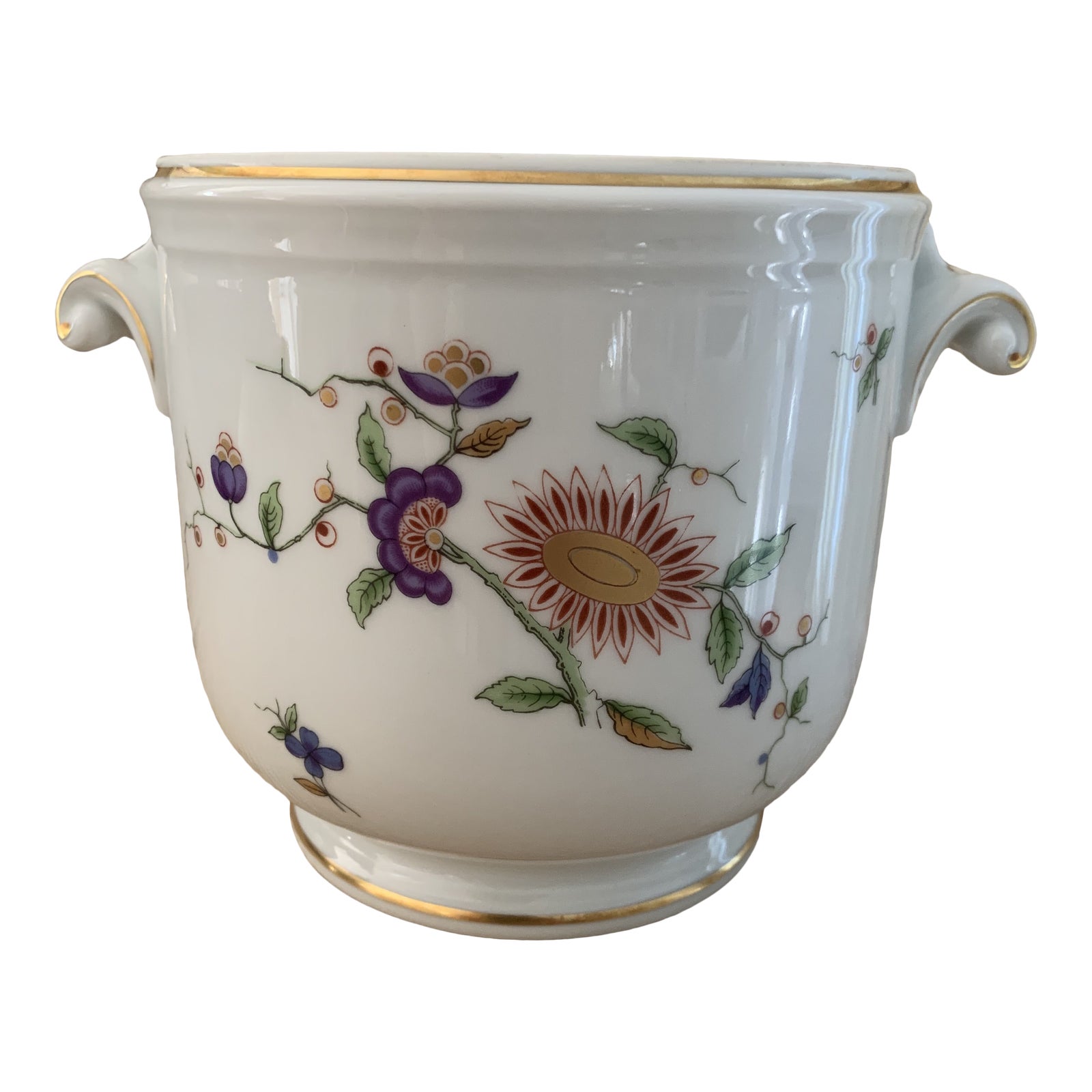 Richard Ginori Italian Floral Ceramic Cachepot Chairish