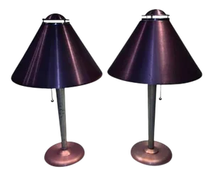 Art Moderne Anodized Spun Aluminum Lamps - a Pair